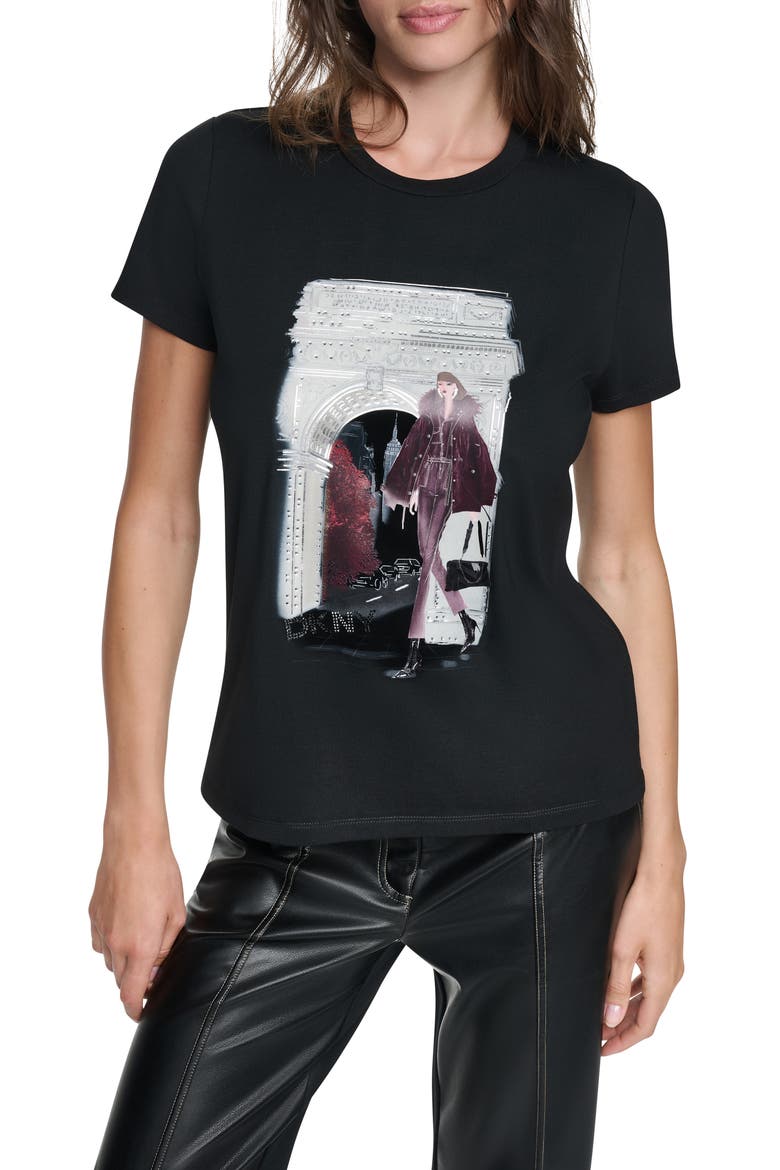 Washington Square Arch Graphic T-Shirt, Main, color, BLACK