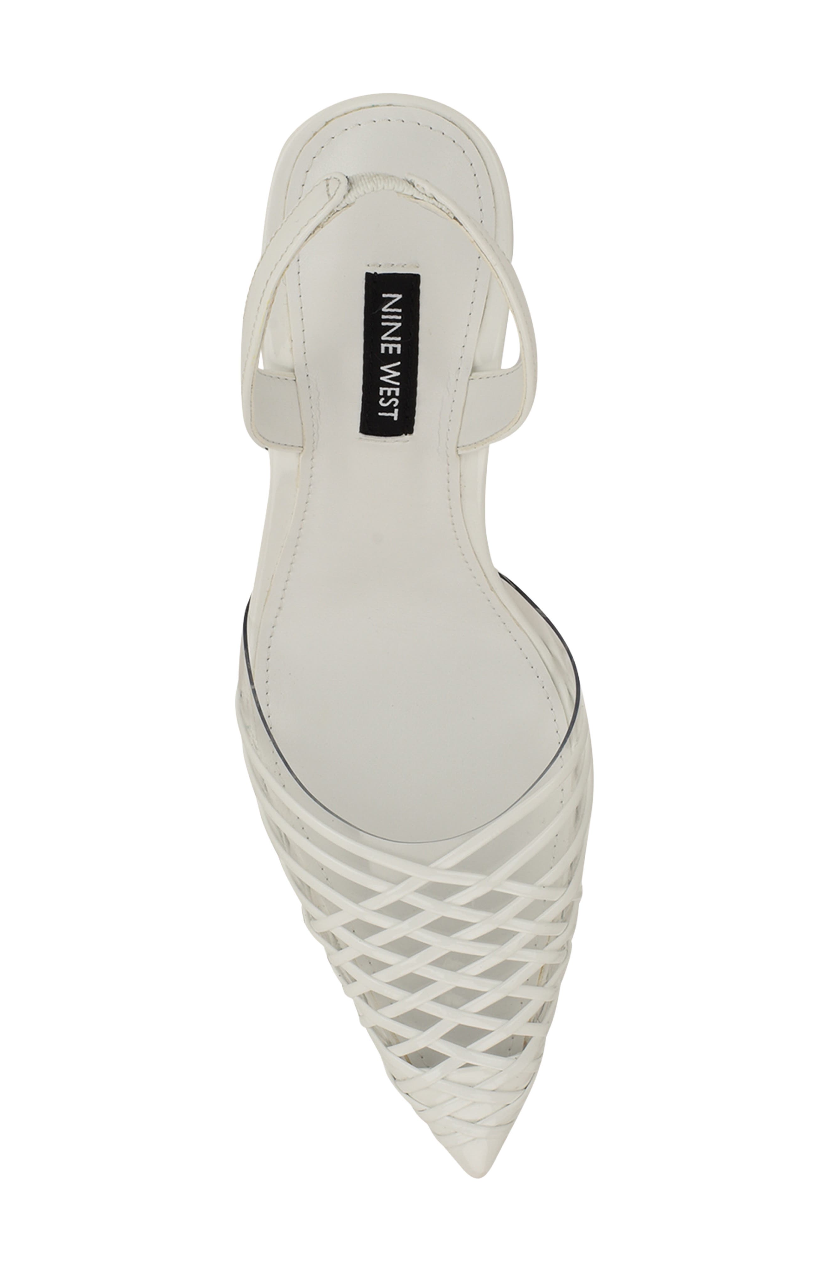 Pemma Slingback Pointed Cap Toe Pump, Alternate, color, WHITE
