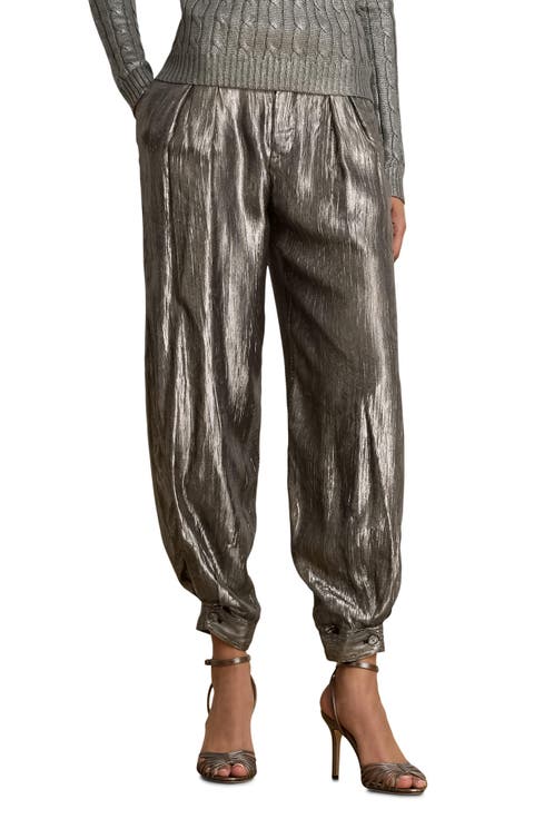 Metallic Crinkle Jogger Pants