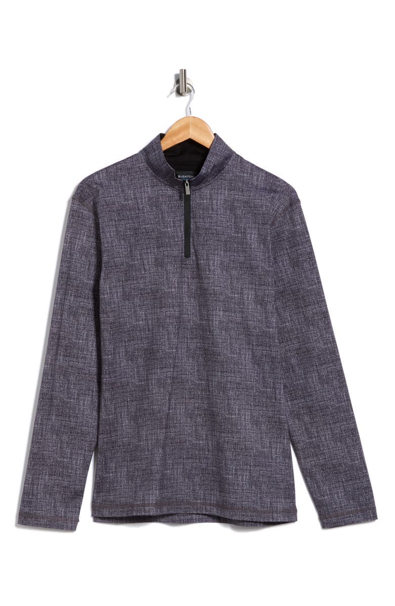 Bugatchi Stretch Cotton Quarter Zip Pullover, Alternate, color, Graphite