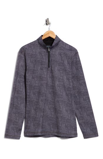 Bugatchi Stretch Cotton Quarter Zip Pullover In Gray