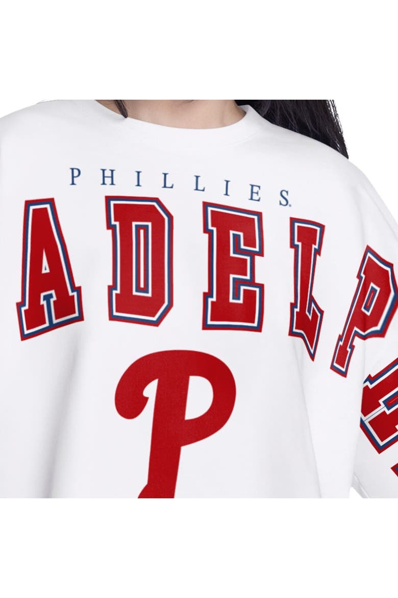 Women's G-III 4Her by Carl Banks White Philadelphia Phillies Bleachers Cropped Pullover Sweatshirt, Alternate, color, White