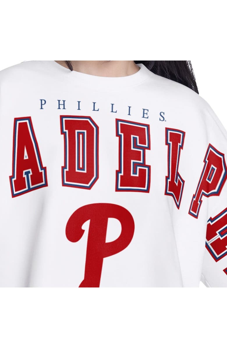 G-III 4HER BY CARL BANKS Women's G-III 4Her by Carl Banks White Philadelphia Phillies Bleachers Cropped Pullover Sweatshirt, Alternate, color, White