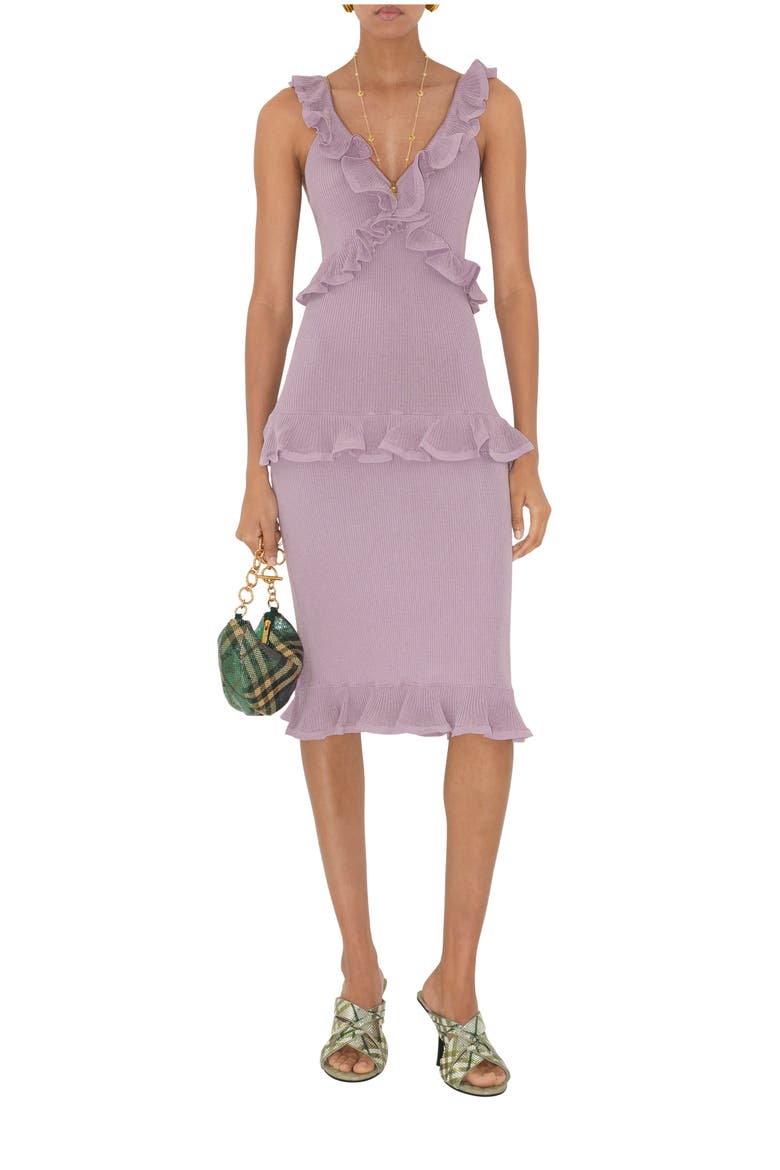 Ruffled Silk Blend Dress, Main, color, Wisteria
