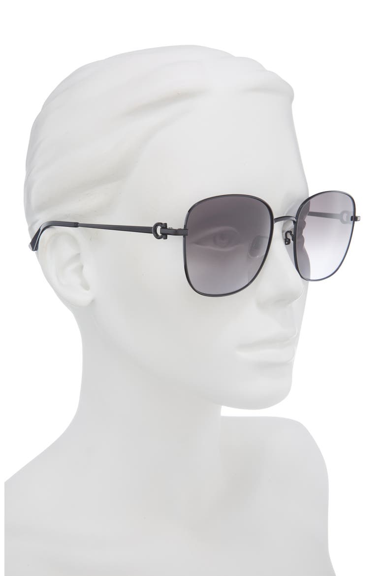 Salvatore Ferragamo 60mm Square Sunglasses, Alternate, color, BLACK
