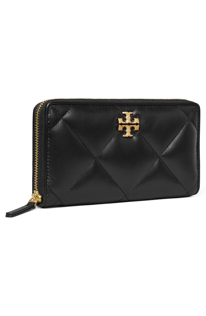 Tory Burch Kira Diamond Quilted Leather Zip Around Continental Wallet, Alternate, color,