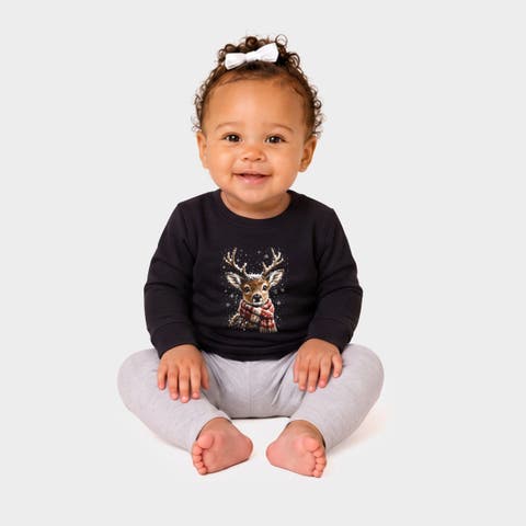 Reindeer Scarf Crew Fleece Sweatshirt (Baby)