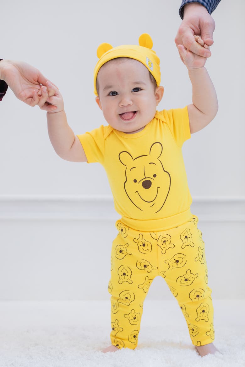 Winnie the Pooh Cosplay 3-Piece Bodysuit Pants and Hat Set, Alternate, color, Winnie Pooh Yellow