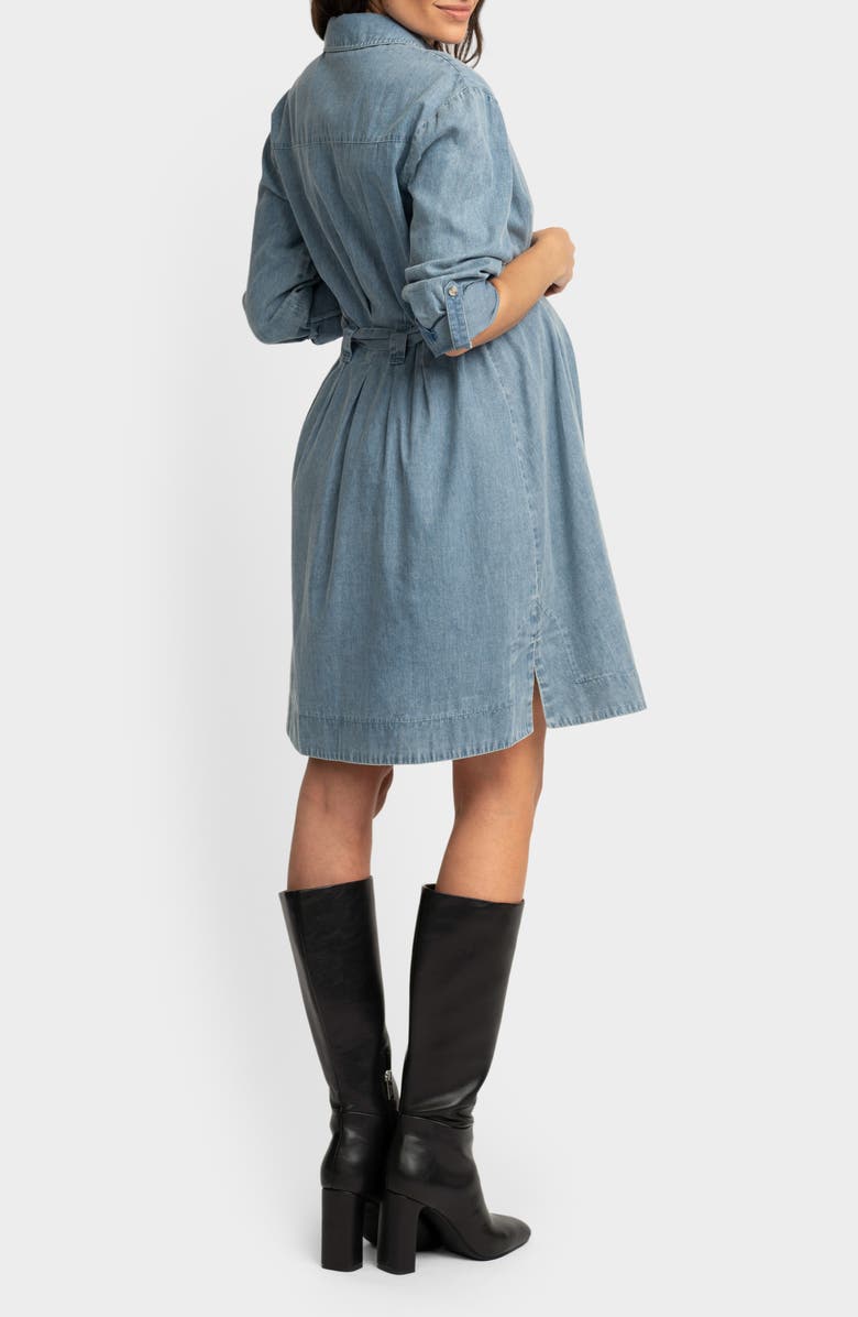 Seraphine Long Sleeve Chambray Maternity Shirtdress, Alternate, color, 