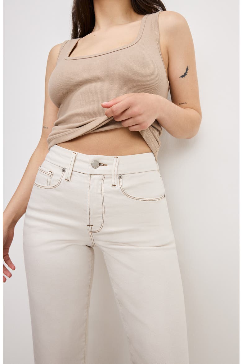 Good Boy Split Hem Petite Straight Leg Jeans, Alternate, color, PEARL001