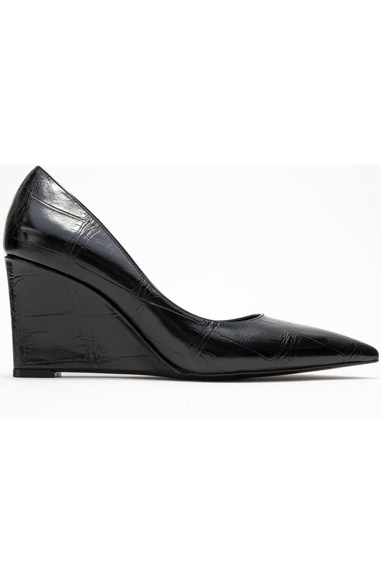 Prologue Shoes Puera Pointed Toe Wedge Pump, Alternate, color, Black Printed