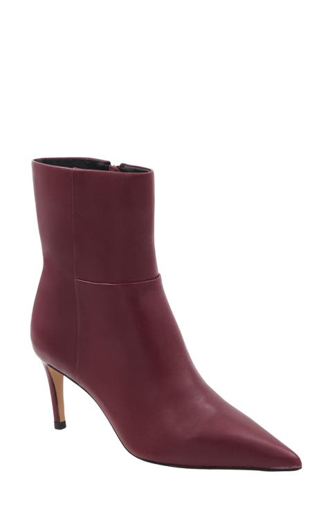 x Bre Tiesi Bria Pointed Toe Leather Bootie