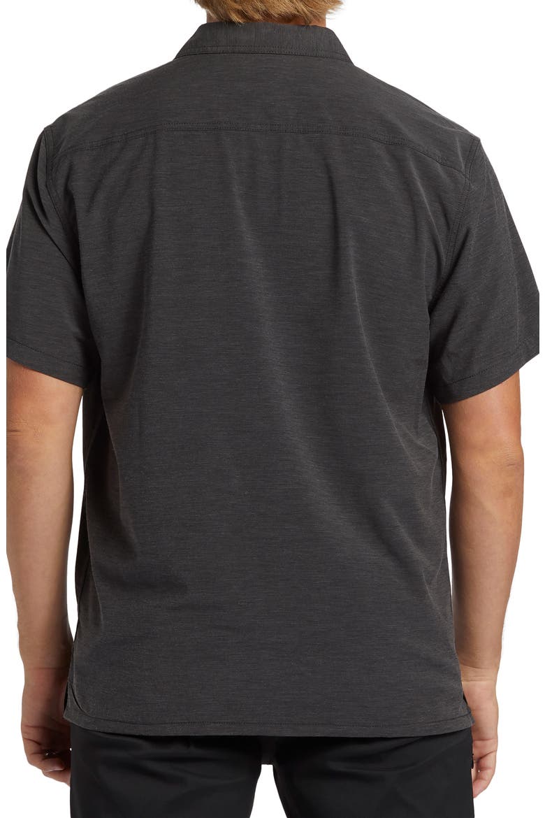 Surftrek Geo Print Short Sleeve Button-Up Shirt, Alternate, color, BLACK