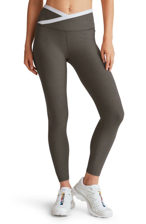 Shop Beyond Yoga Spacedye Outlines High Waist Midi Leggings In True Gray Heather/cl