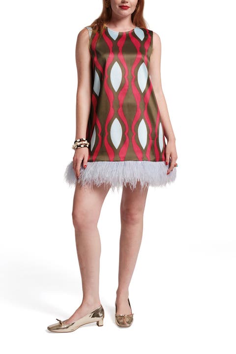 Darcy Shift Dress w/Feathers