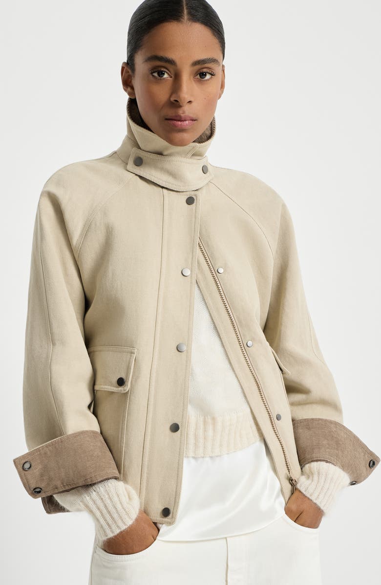 Brunello Cucinelli Canvas outerwear jacket, Alternate, color, Beige