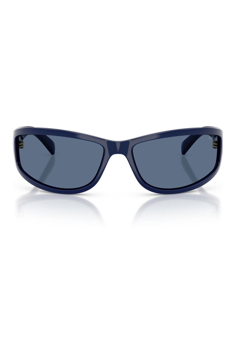 69mm Irregular Wraparound Sunglasses, Main, color, BLUE / BLUE