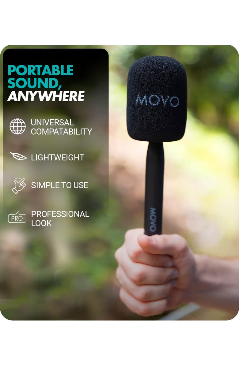 MOVO WMX-HM Handheld Interview Mic Handle for Wireless Microphone Transmitters, Alternate, color, Black