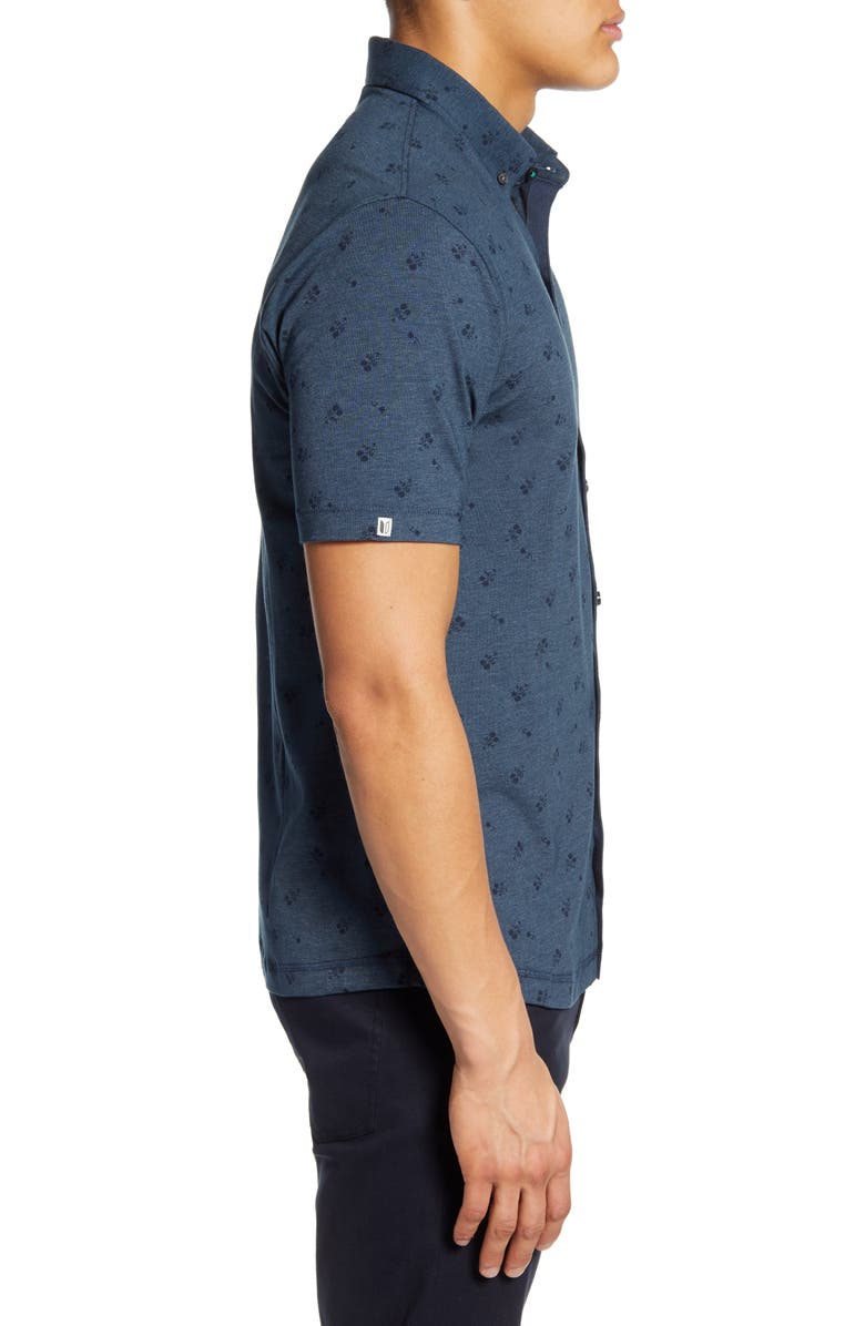 Linksoul Anza Floral Print Short Sleeve Knit Button-Down Shirt, Alternate, color,