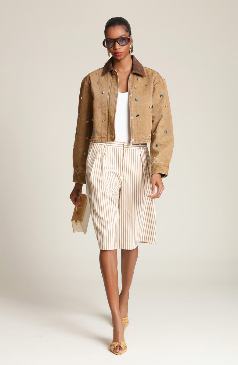 Avec Les Filles Embellished Cropped Barn Jacket, Alternate, color, Camel