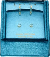 Leith Set of 2 Cubic Zirconia Stud & Huggie Hoop Earrings