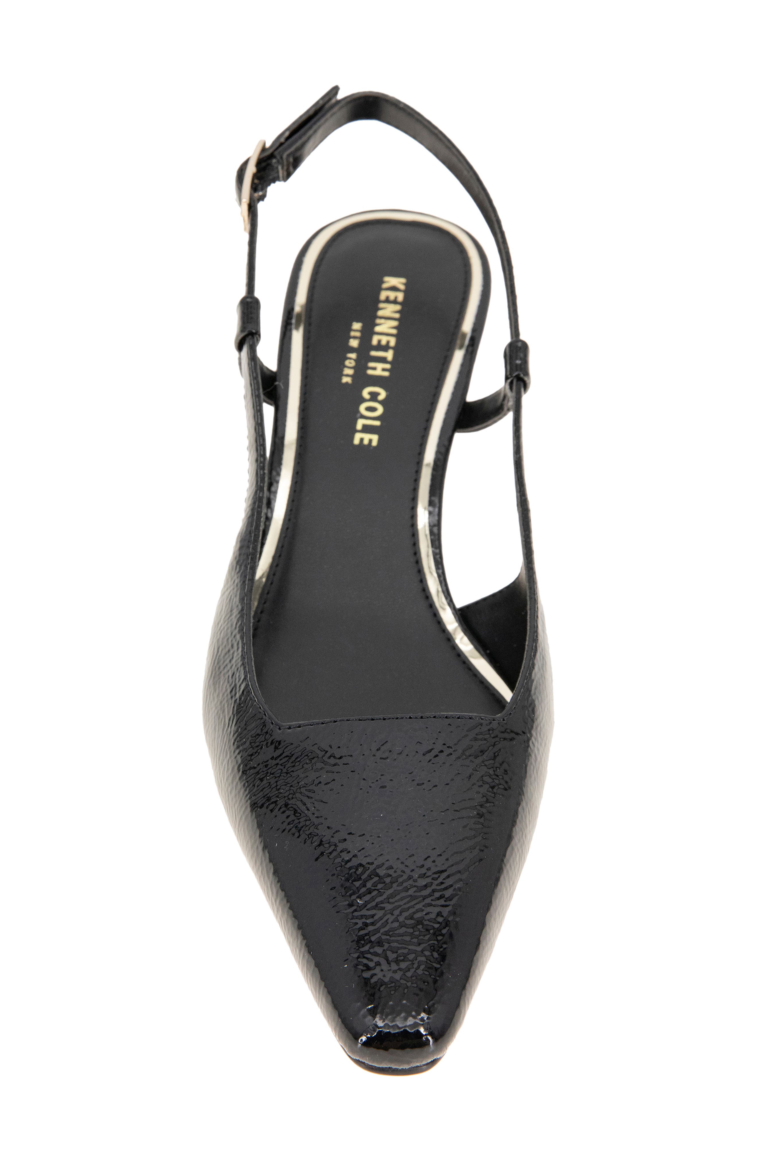Kenneth Cole New York Martha Kitten Heel Slingback Pump, Alternate, color, Black Crinkle Patent