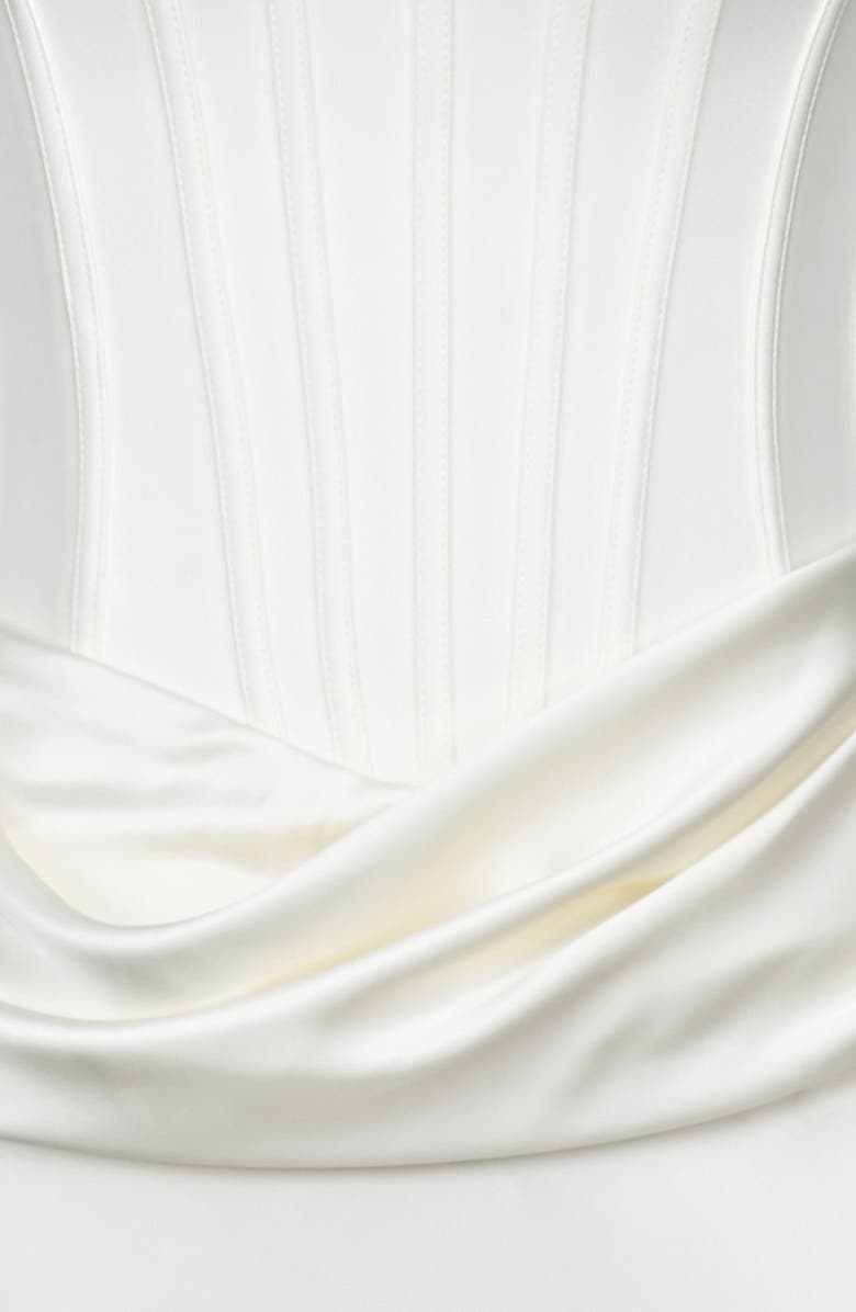 HOUSE OF CB Kira Corset Bodice Satin Gown, Alternate, color, Ivory