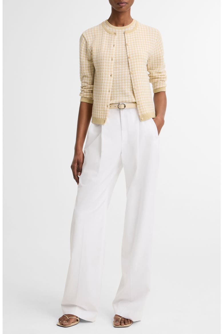 Gingham Check Sleeveless Wool & Cotton Blend Sweater, Alternate, color, OFF WHITE/ MAIZ