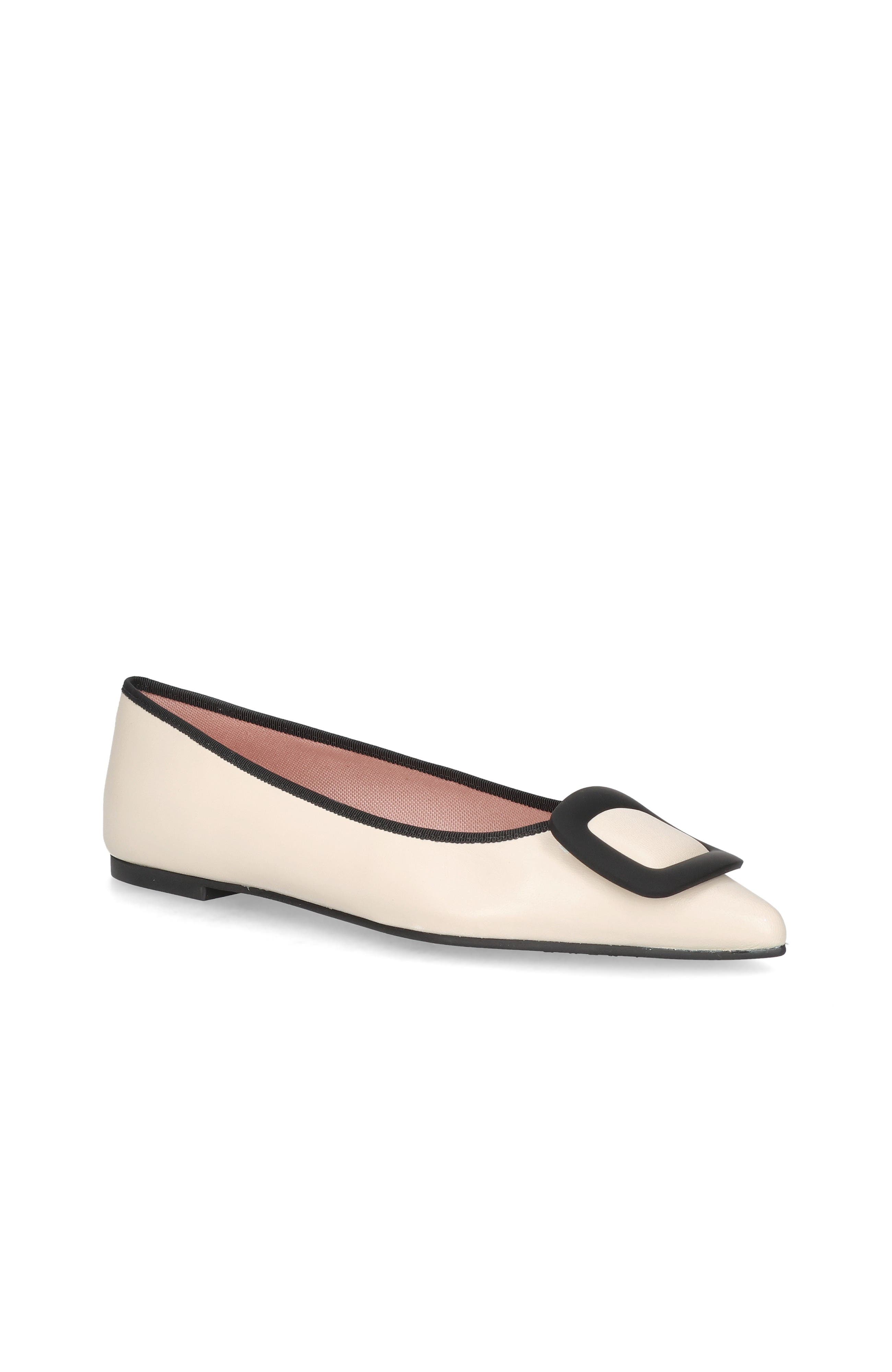 Pretty Ballerinas Pointed Toe Buckle Flat, Alternate, color, Ivory