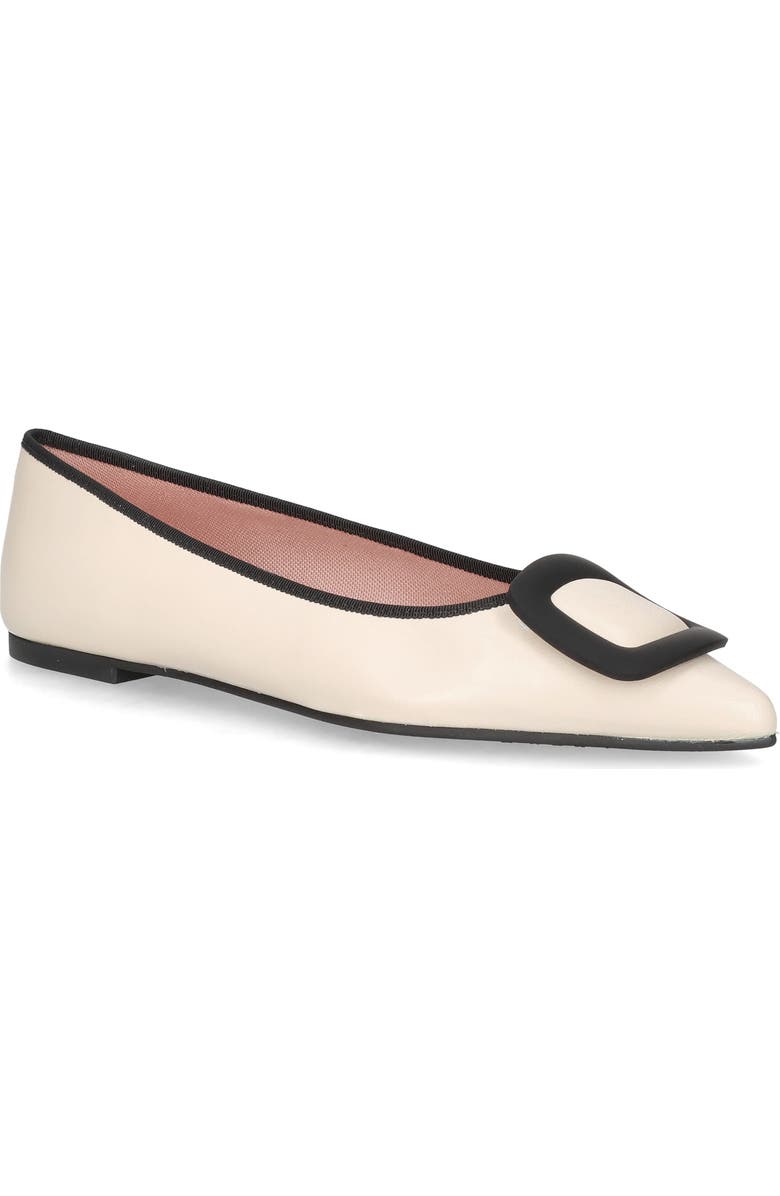 Pretty Ballerinas Pointed Toe Buckle Flat, Alternate, color, Ivory