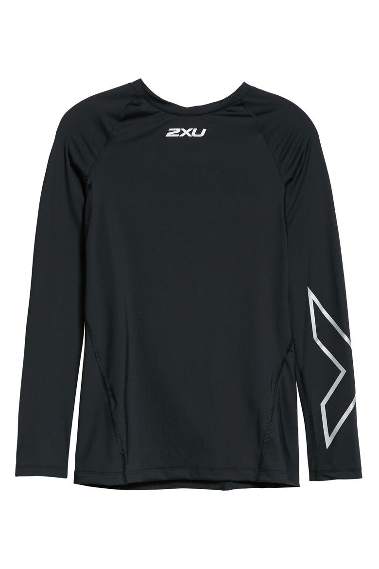 Core Compression Long Sleeve Top, Alternate, color, BLACK/ SILVER
