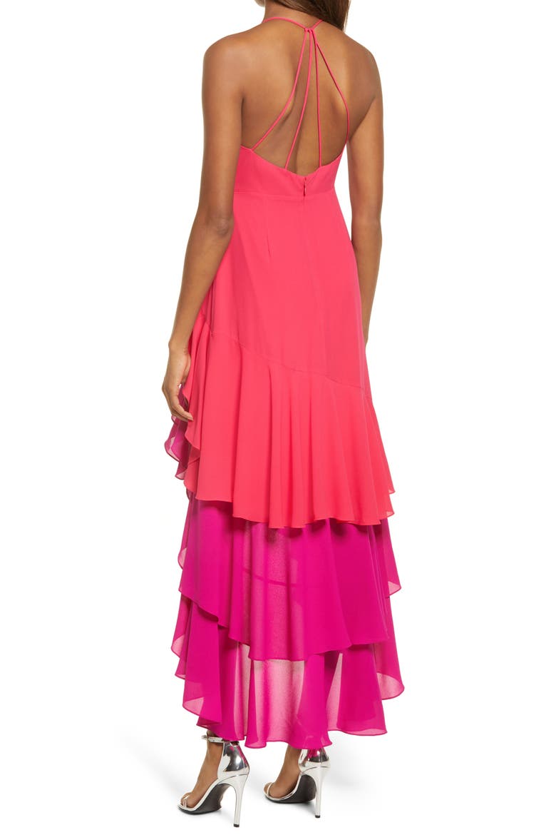 Two-Tone High/Low Maxi Dress, Alternate, color, BARBERRY