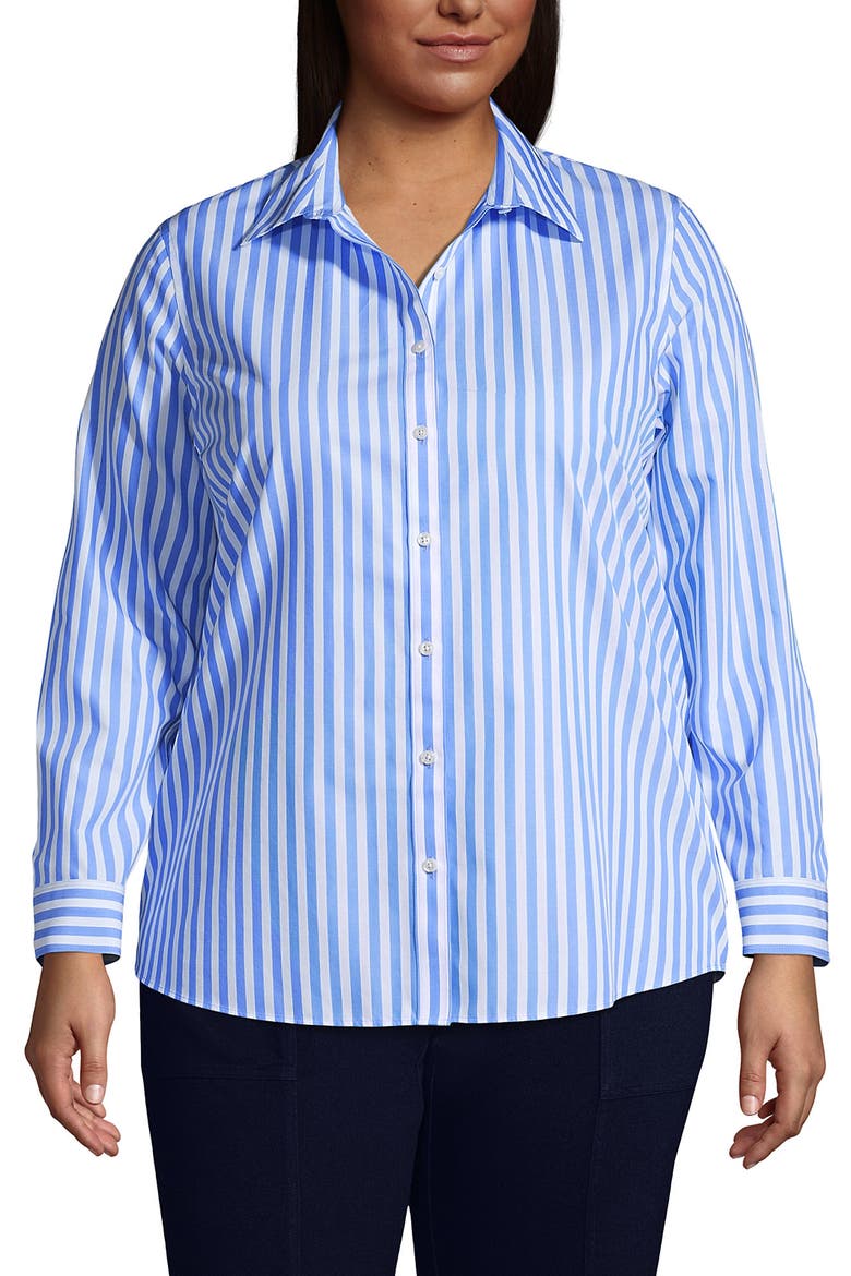 No Iron Supima Cotton Long Sleeve Shirt, Main, color, Chicory Blue Stripe