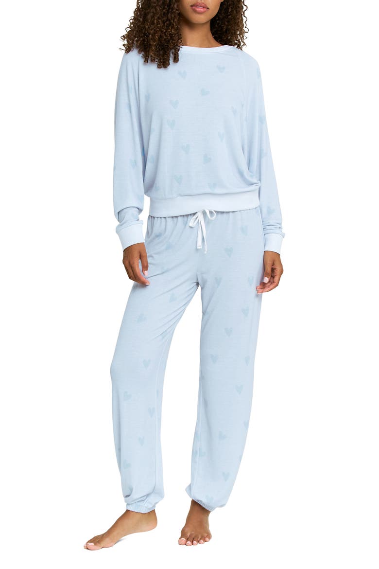 Star Seeker Brushed Jersey Pajamas, Main, color, NEWLYWED HEARTS