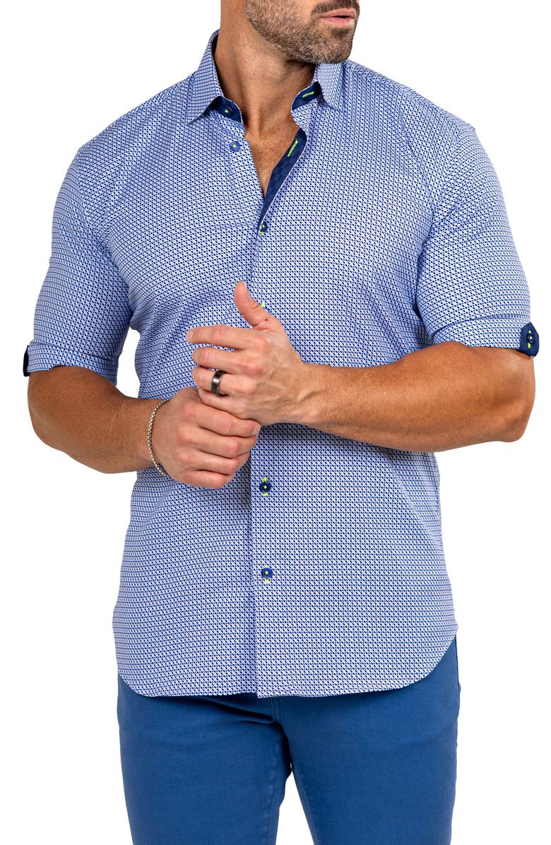 Maceoo Galileo Marthyr0224 Blue Short Sleeve Button-Up Shirt, Alternate, color, Blue