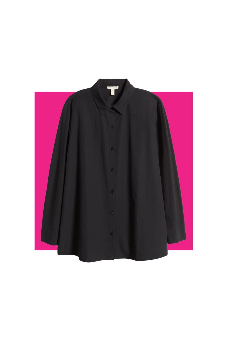 Classic Collar Easy Organic Cotton Button-Up Shirt, Main, color, BLACK