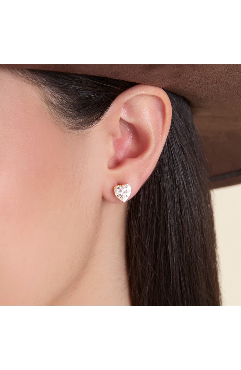 Jessica Simpson Jewelry Set with Glass Heart Pendant Necklace 16"+3" and Heart Stud Earrings, Alternate, color, Gold/Clear