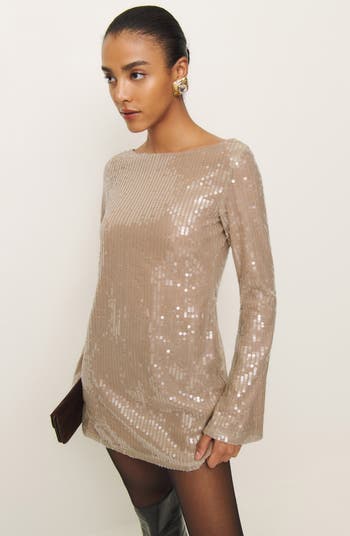 Reformation Sereia Sequin Long Sleeve Minidress | Nordstrom Reformation Sereia Sequin Long Sleeve Minidress | Nordstrom