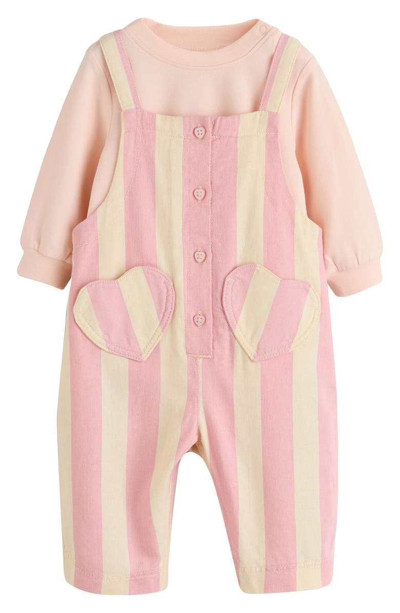 NEXT Kids' Stripe Overalls & Bodysuit Set, Main, color, Pink