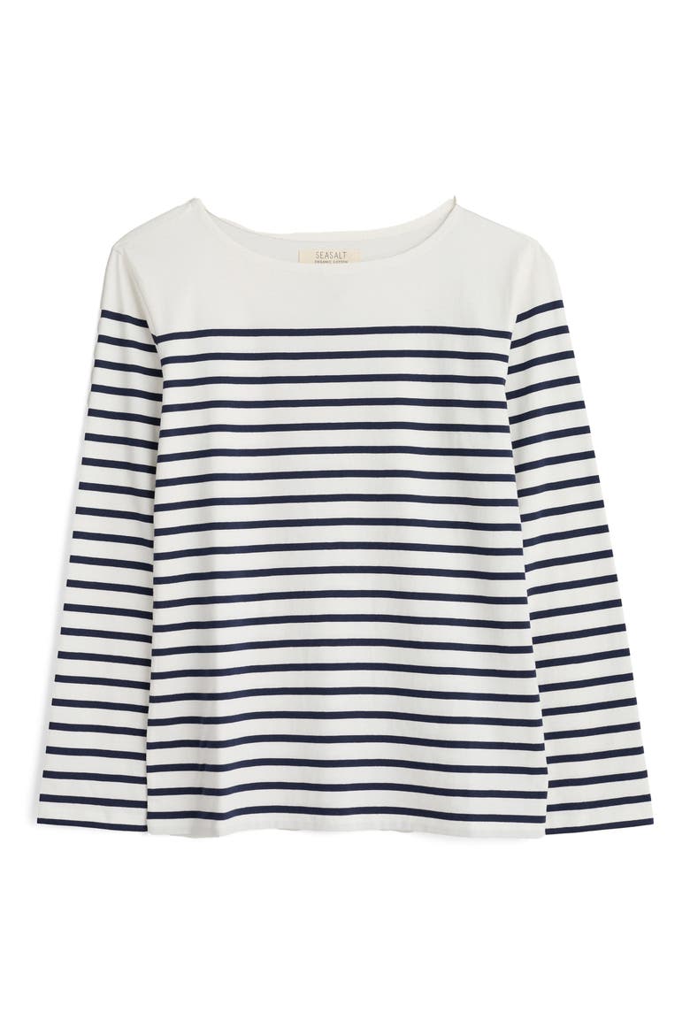 Sailor Stripe Long Sleeve Organic Cotton T-Shirt, Alternate, color, FALMOUTH BRETON CHALK MARITIME