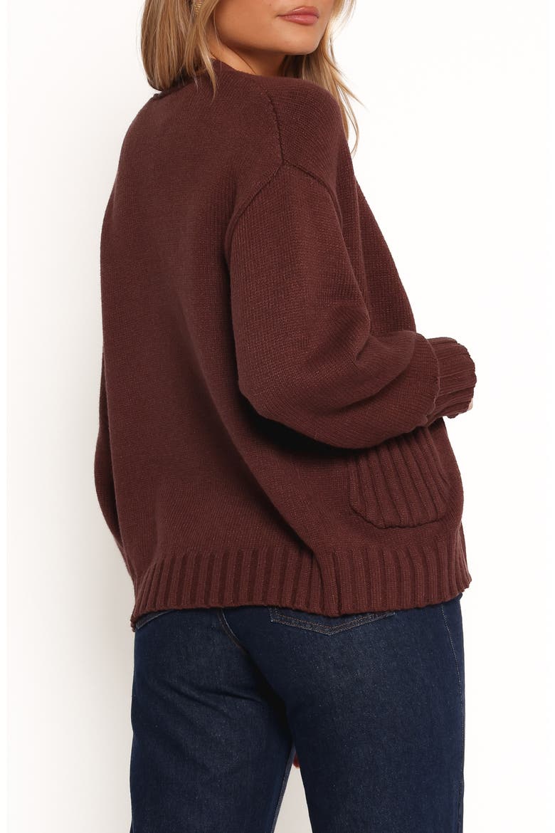 Eden Button Front Cardigan, Alternate, color, BROWN
