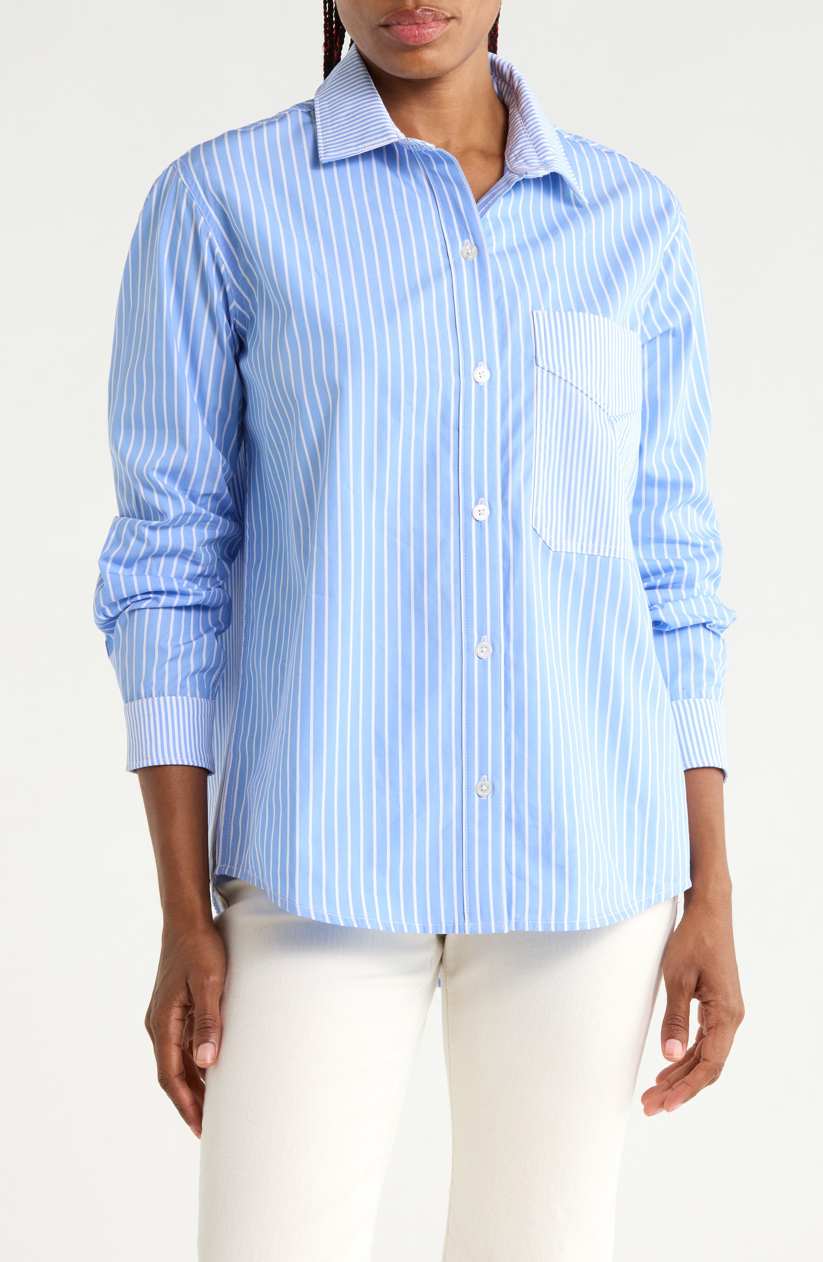 Stripe Oversize Button-Up Shirt