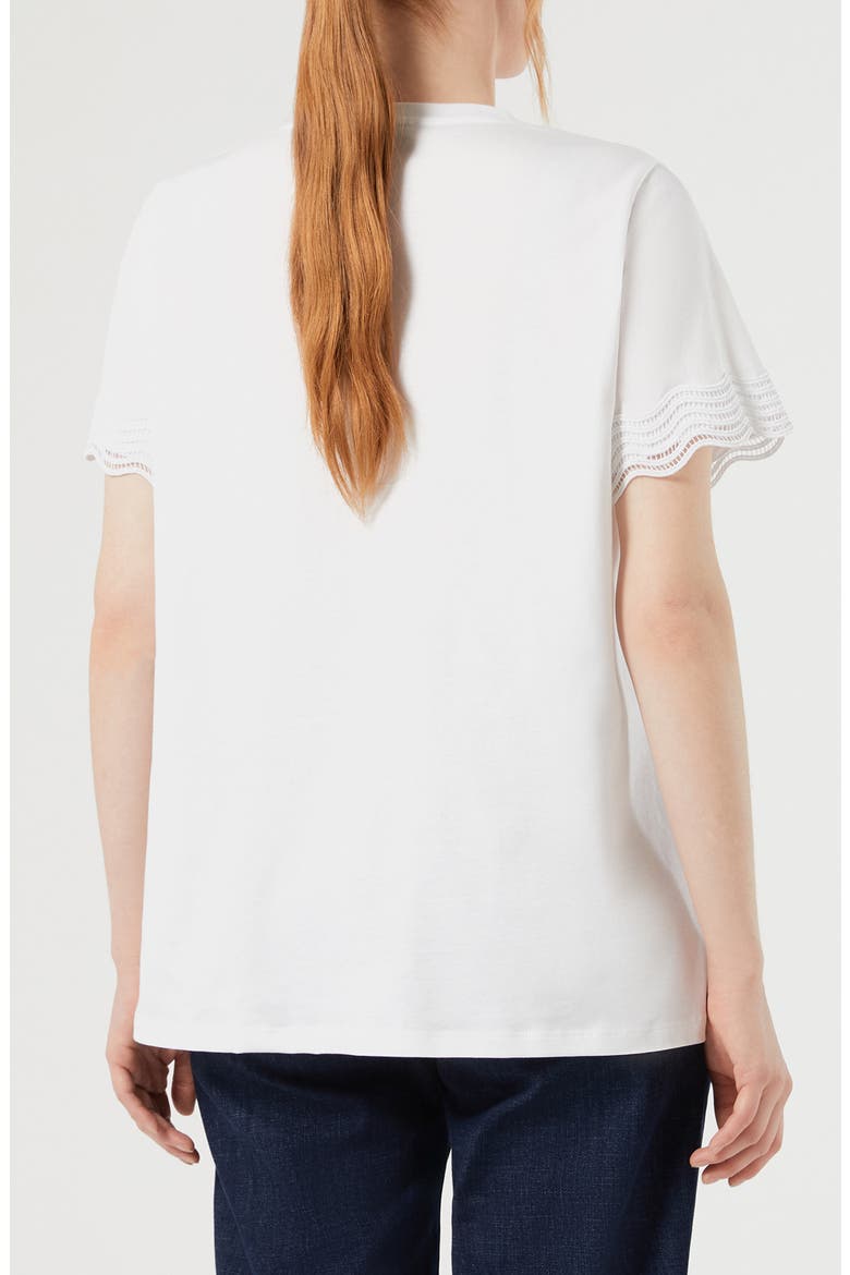 Sebano Scallop Lace Trim T-Shirt, Alternate, color, OPTICAL WHITE