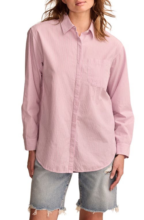 Lucky Brand Stripe Oversize Button Back Cotton Button-up Shirt In Purple Stripe