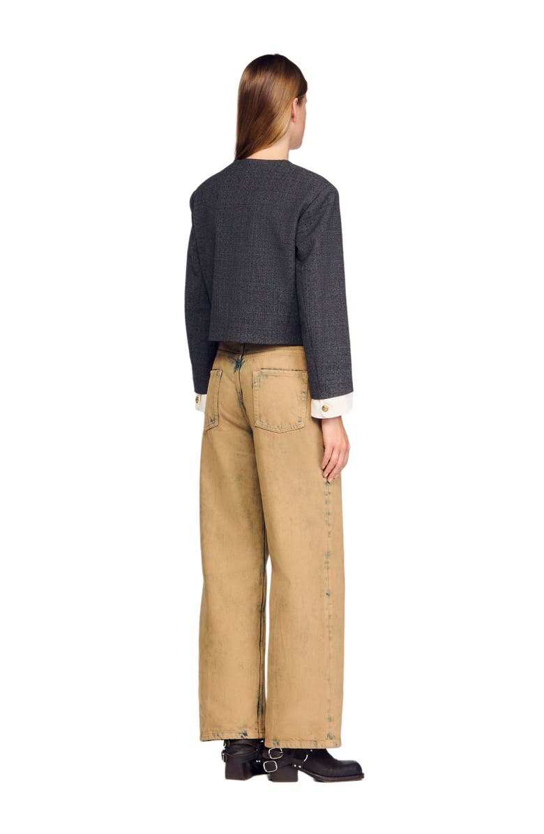 SANDRO Rhinestone tailored jacket, Alternate, color, Grey / Brown