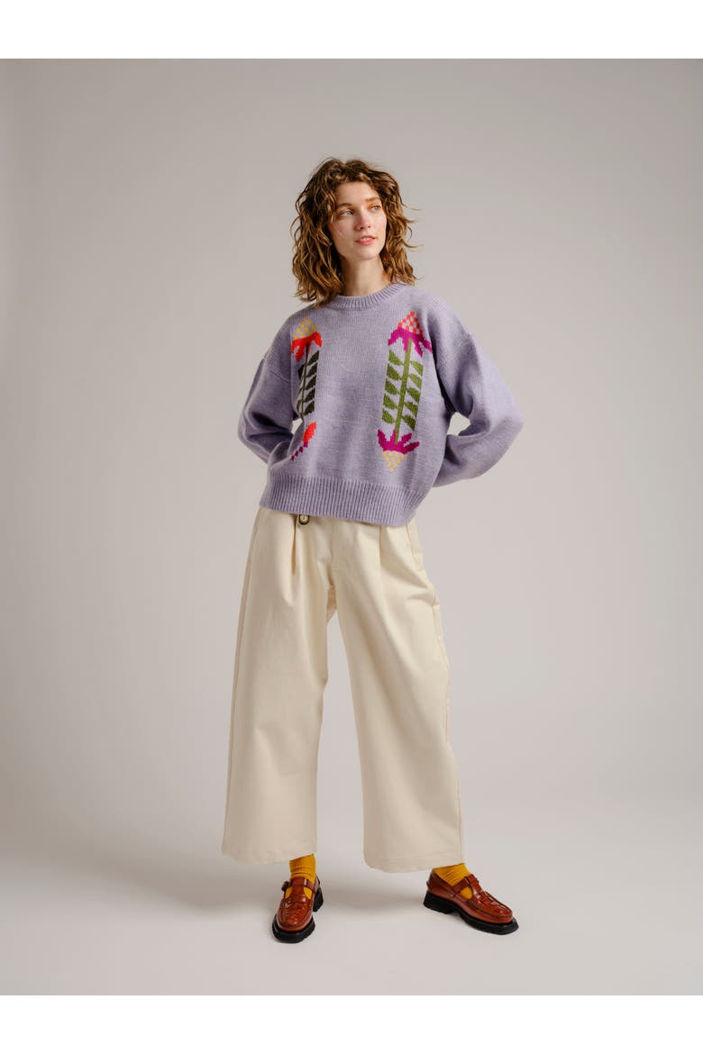 Cone Flower Relaxed Fit Sweater, Alternate, color, Lilac