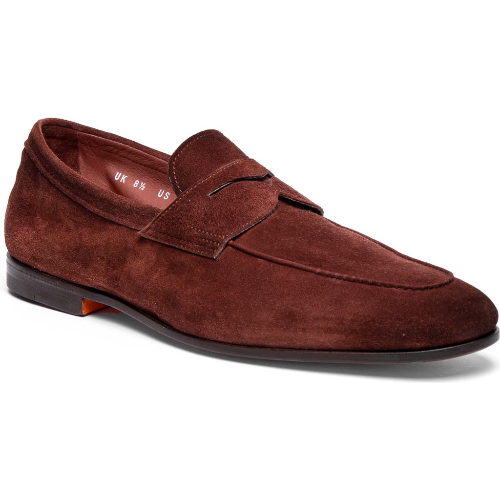 Santoni Carlos Penny Loafer In Red