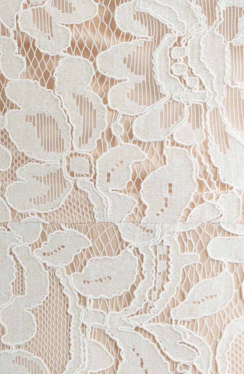 Eliza J Floral Lace Sheath Dress, Alternate, color, Ivory Beig