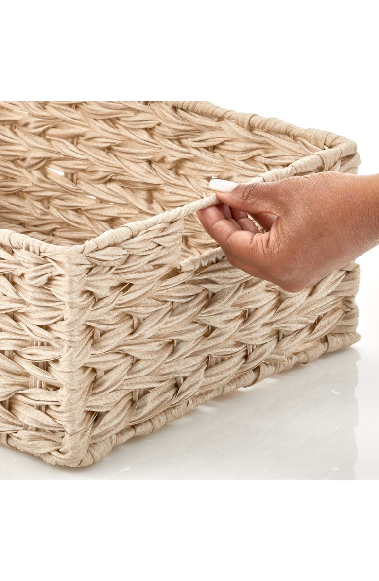 mDesign Woven Farmhouse Kitchen Pantry Storage Basket Box, 6 Pack, Cream/Beige, Alternate, color, Brown