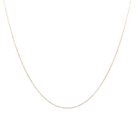14K Yellow Gold 1mm Diamond Cut Moon Chain Necklace 16 Inch